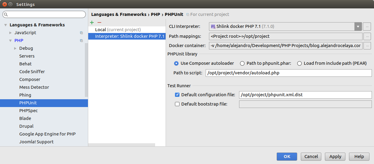 PHPUnit configuration